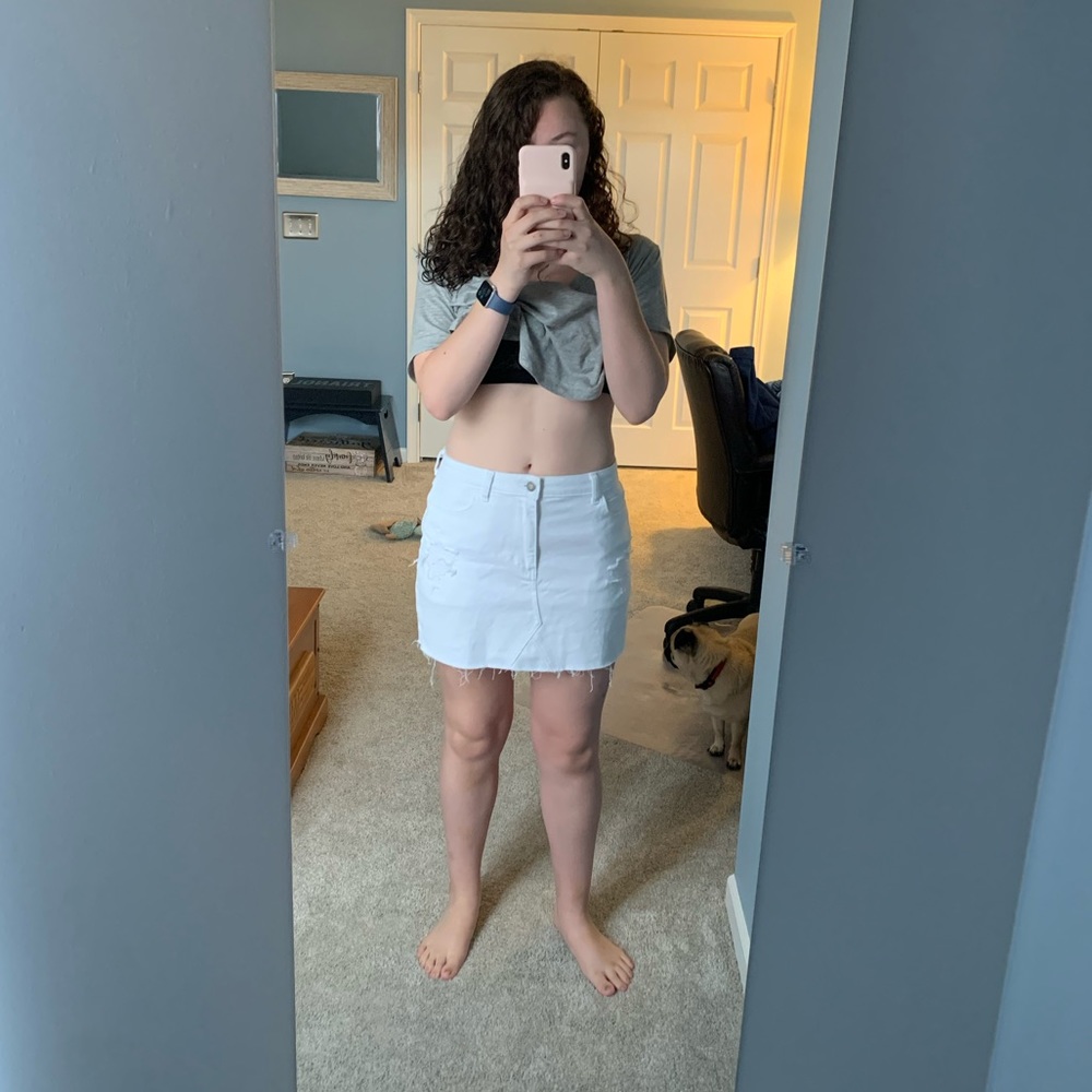 White Jean Skirt